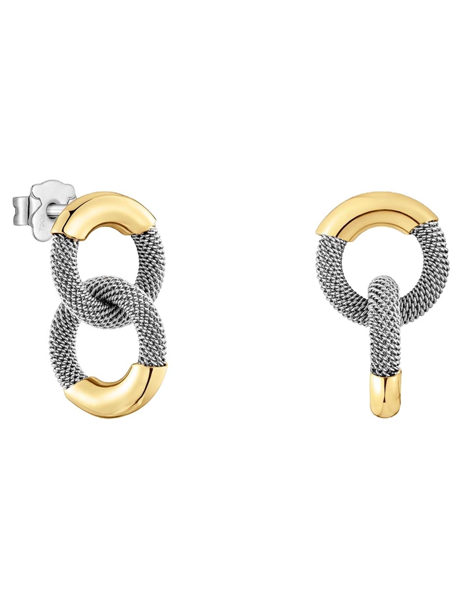 Aretes cortos Tous Tous Unlock de oro 14 K con acabado brillante